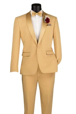 Kingsman Collection - Light Gold Slim Fit Shawl Collar 2 Piece Tuxedo