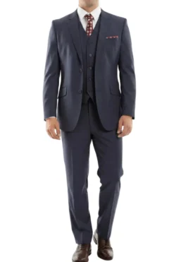 (40L) 100% Wool Modern Fit 3 Piece Suit - Indigo