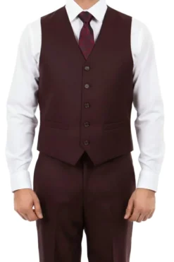(42L, 42R) 3 Piece Modern Fit Suit - Burgundy