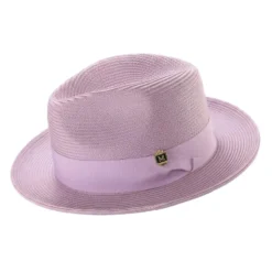 Lavender Braided Wide Brim Pinch Fedora Matching Grosgrain Ribbon