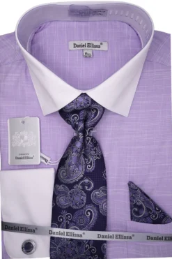 Lavender Dress Shirt Set with Tie and Handkerchief