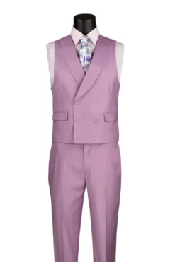 Lavender Modern Fit 3 Piece Suit with Vest and Adjustable Waistband Pants