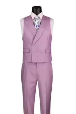 Lavender Modern Fit 3 Piece Suit with Vest and Adjustable Waistband Pants