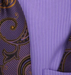 Lavender Pin Striped Dress Shirt Set with Tie and Handkerchief