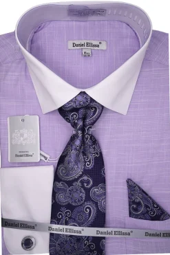 Lavender Dress Shirt Set with Tie and Handkerchief