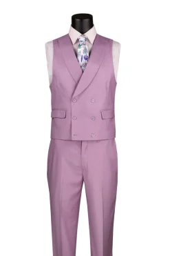 Lavender Modern Fit 3 Piece Suit with Vest and Adjustable Waistband Pants