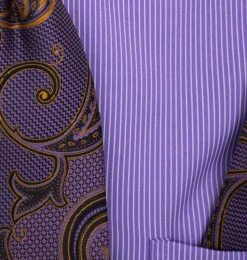 Lavender Pin Striped Dress Shirt Set with Tie and Handkerchief