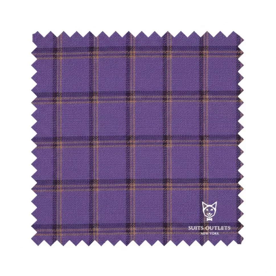 Lazio Collection - Modern Fit Windowpane Suit 3 Piece in Purple