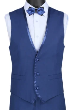 Leonardo Collection - Slim Fit Tuxedo 2 Buttons 3 Piece Suit Blue