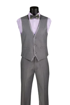 Leonardo Collection - Slim Fit Tuxedo 2 Button 3 Piece Suit Light Gray