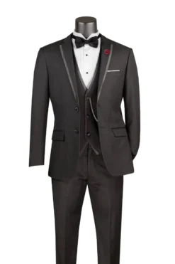 Leonardo Collection - Slim Fit Tuxedo 2 Buttons 3 Piece Suit Black