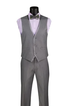 Leonardo Collection - Slim Fit Tuxedo 2 Button 3 Piece Suit Light Gray