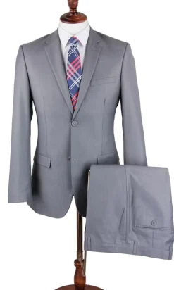Lexington Collection - Light Gray Regular Fit 2 Piece Notch Lapel Suit
