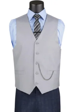 Light Gray Slim Fit Vest Single Breasted 5 Button Design