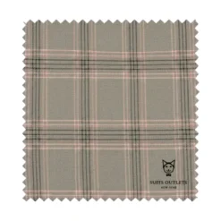 Light Taupe Modern Fit Double Breasted Glen Plaid Peak Lapel 2 Piece Suit