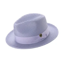 Lilac Braided Wide Brim Pinch Fedora Matching Grosgrain Ribbon
