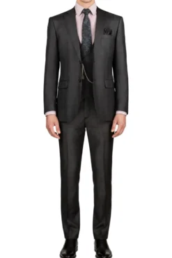 (Limited Sizes) Black 3-Piece Regular Fit Glen Plaid Suit