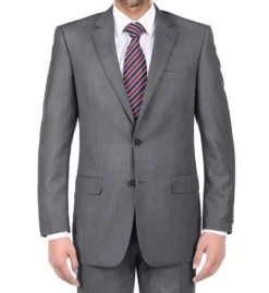 (Limited Sizes) Gray 100% Virgin Wool Regular Fit Pick Stitch 2 Piece Suit