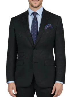 (Limited Sizes) Men's Black Paisley Pattern 2 Piece Slim Fit Suit