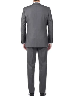 (Limited Sizes) Gray 100% Virgin Wool Regular Fit Pick Stitch 2 Piece Suit