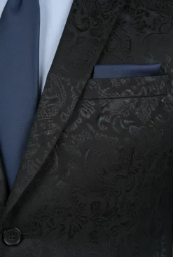 (Limited Sizes) Men's Black Paisley Pattern 2 Piece Slim Fit Suit