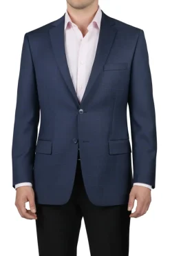 (56L) Navy Regular Fit Glen Plaid Blazer