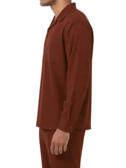 Long Sleeve Walking Suit 2 Piece Set with Flexible Waist Pants in Maroon