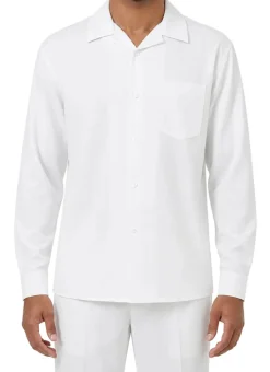 Long Sleeve Walking Suit 2 Piece Set with Flexible Waist Pants in White