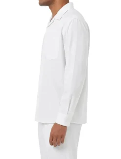 Long Sleeve Walking Suit 2 Piece Set with Flexible Waist Pants in White