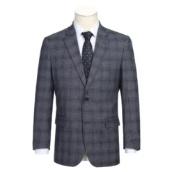 Lozano Collection - Men's 2 Piece Regular Fit Gray Windowpane Suit