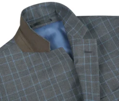 Lozano Collection - Men's 2 Piece Regular Fit Gray Windowpane Suit