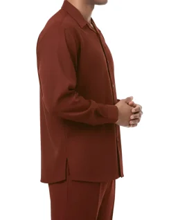 (L) 2-Piece Long Sleeve Walking Suit Set - Maroon