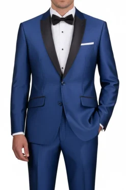 (44L) Slim Fit 2 Piece Sharkskin Navy Suit