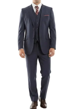 (40L) 100% Wool Modern Fit 3 Piece Suit - Indigo