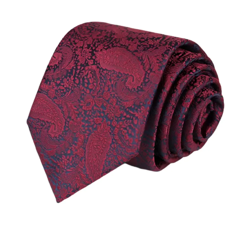 Maroon Paisley Print Tie