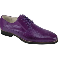 Mason Collection - Purple Alligator Texture Oxford Dress Shoes