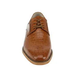 Mason Collection - Tan Alligator Texture Oxford Dress Shoes