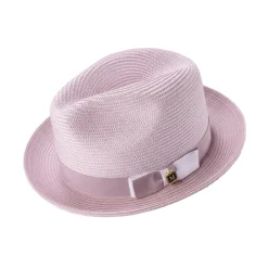 Mauve Men's Two-Tone Braided Pinch Fedora with Grosgrain Ribbon