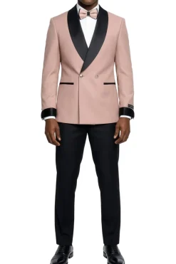 Mauve Slim Fit 2-Piece Double Breasted Shawl Lapel Tuxedo