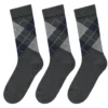 Men's 3 Pack Classic Diamond Pattern Crew Socks - Charcoal