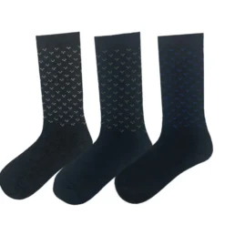 Men's 3 Pack Geometric Crew Socks - Navy/Gray