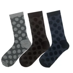 Men's 3 Pack Polka Dot Crew Socks - Brown/Navy