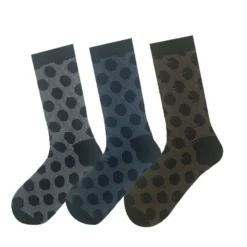 Men's 3 Pack Polka Dot Crew Socks - Brown/Gray