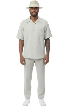 Men's 2 Piece Walking Suit Summer Short Sleeves in Mint