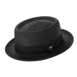 Men's Braided Hat Pork Pie Style in Black