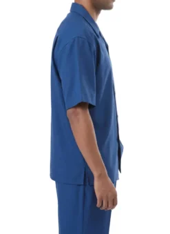 Men's 2-Piece Short Sleeve Summer Walking Suit Set - Sapphire