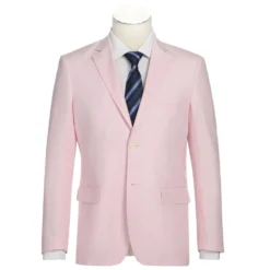Men's Pink 2-Piece Slim Fit Linen Suit