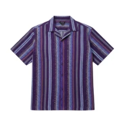 Men's Purple Embroidered Short Sleeve Shirt