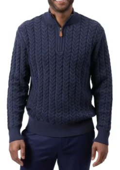 Men's Quarter Zip Knit Sweater - Navy