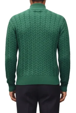 Men's Quarter Zip Knit Sweater - Emerald